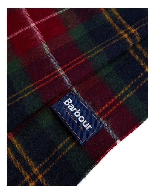 Barbour Blue Wool Cashmere Winterberry Tartan Scarf for men