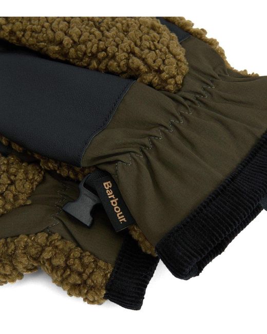 Barbour Green Filed Fleece Sage Gloves for men