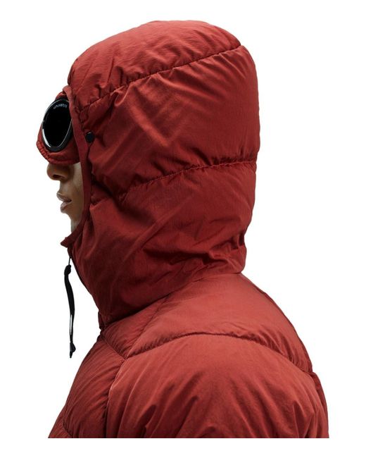 C P Company Eco chrome-r goggle ketchup daunenjacke mit kapuze in Red für Herren