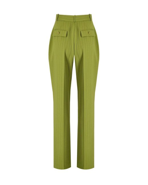 Elisabetta Franchi Green Olive Pinstripe Trousers