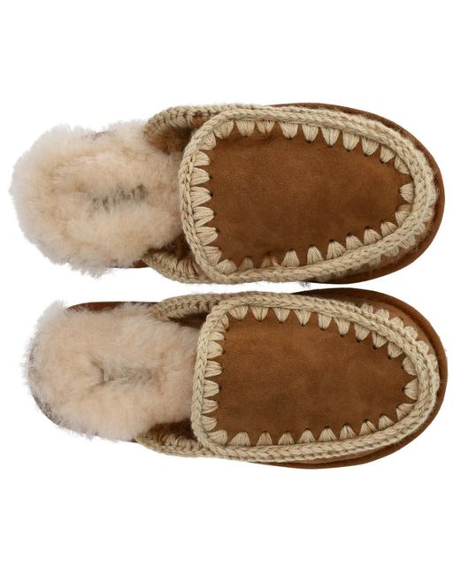 Mou Brown Full eskimo stitch cognac slipper
