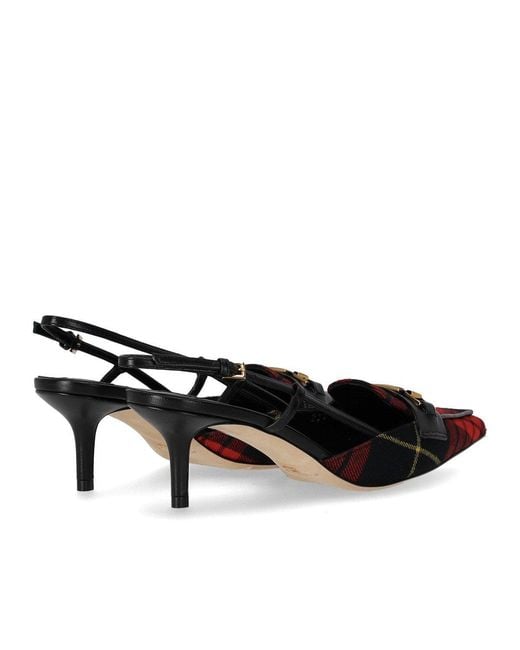 Elisabetta Franchi Black And Tartan Slingback Pump