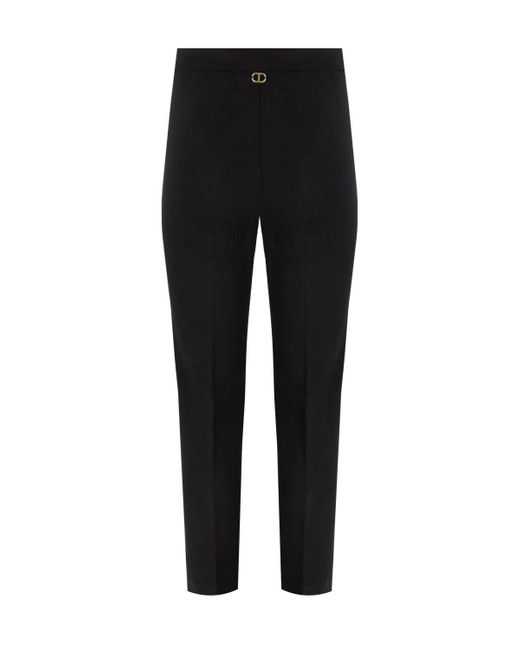 Twin Set Black Cropped Trousers With Buttons