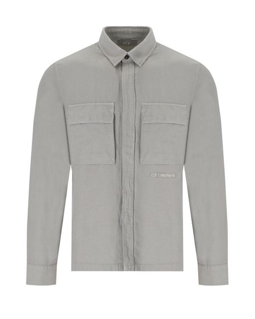 C P Company Gray Broken Drizzle Overshirt for men