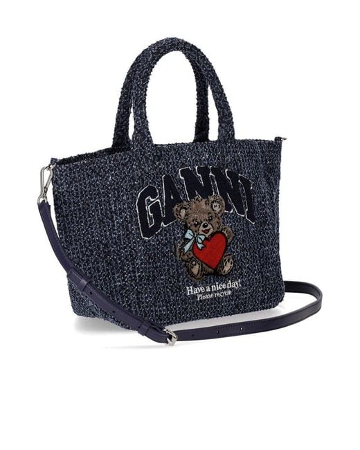 Ganni Blue Denim Small Shopping Bag