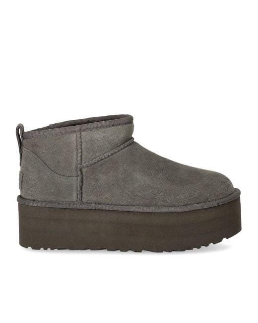 Ugg Gray Classic Ultra Mini Platform Grauer Stiefel