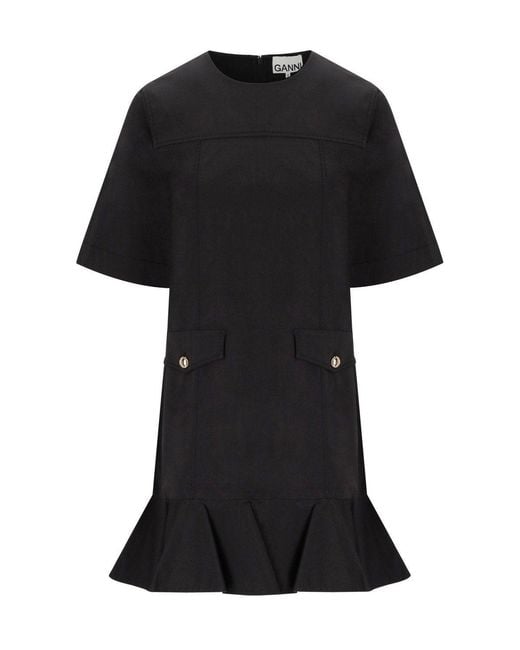 Ganni Black Stretch Mini Dress