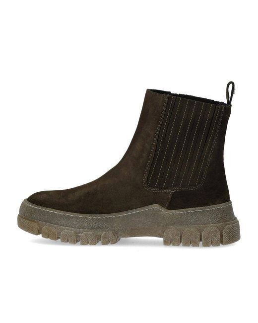 Weekend by Maxmara Brown Genepi Military Green Chelsea Boot