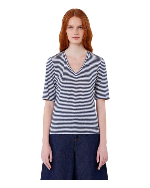 Weekend by Maxmara Blue Opzione Striped T Shirt