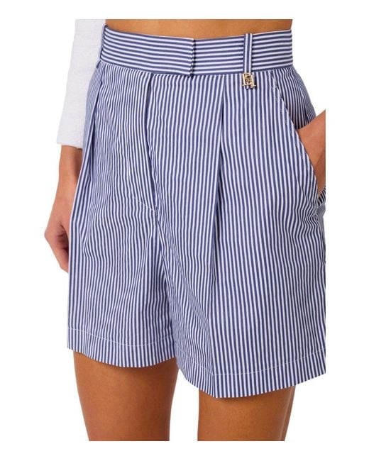 Elisabetta Franchi Blue Striped And Shorts