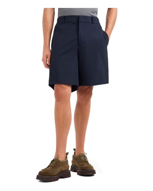 Emporio Armani Gerippte bermudashorts in Blue für Herren