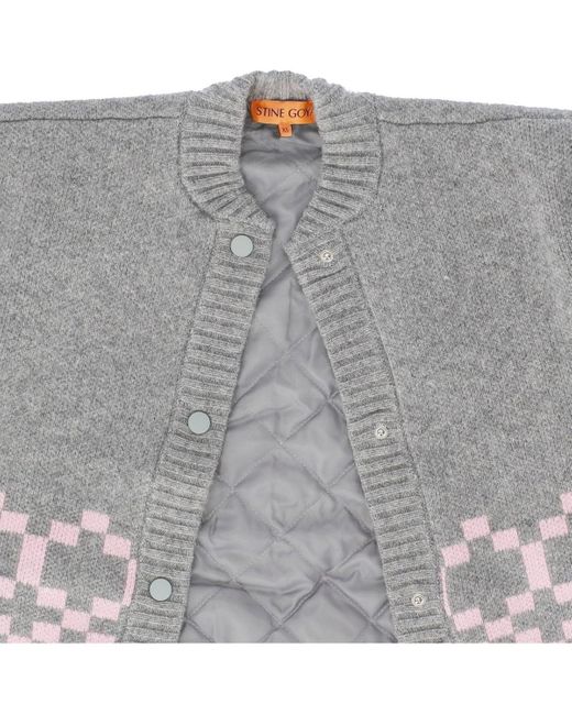 Stine Goya Gray Tino Grey And Pink Bomber Jacket