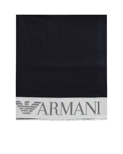 Bufanda con logo jacquard Emporio Armani de color Black