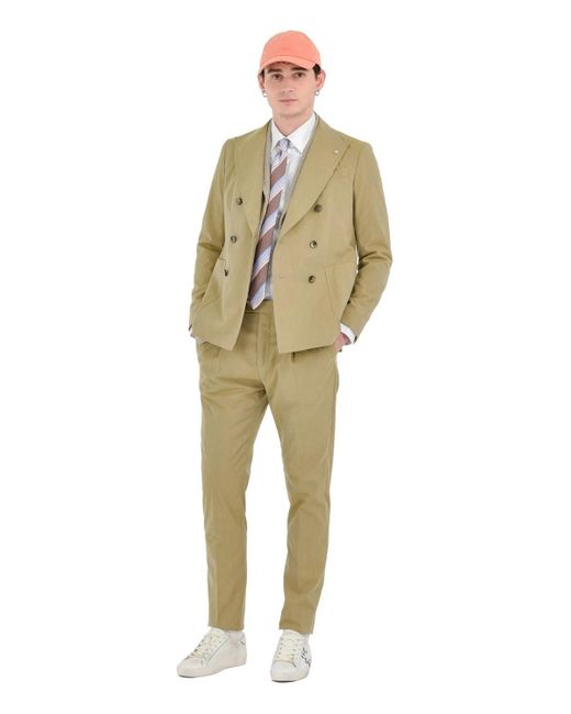 Manuel Ritz Natural Green Double-breasted Suit for men