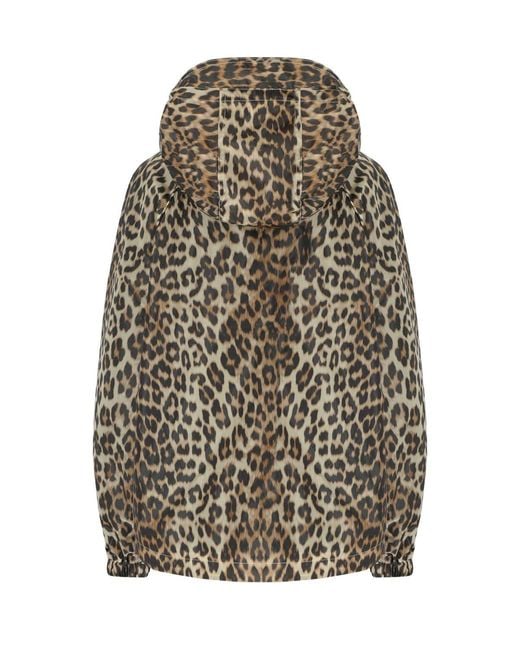 Ganni Brown Animal Print Nylon Jacket