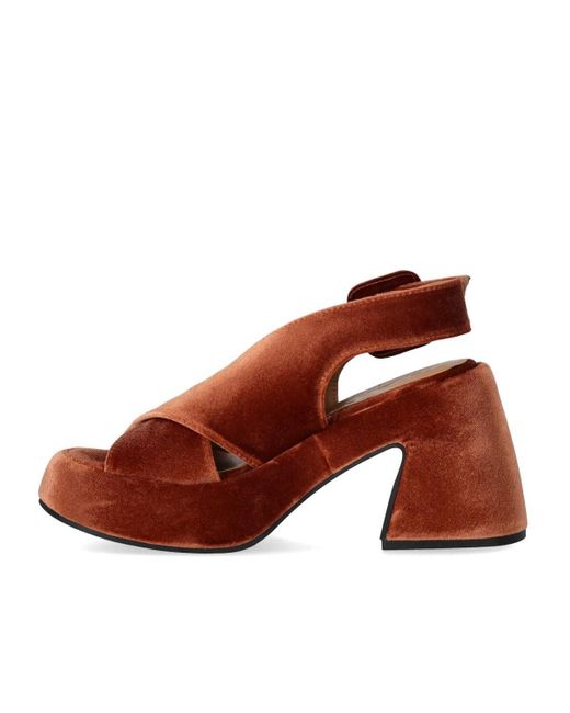 Ganni Brown Brick Red Heeled Sandal