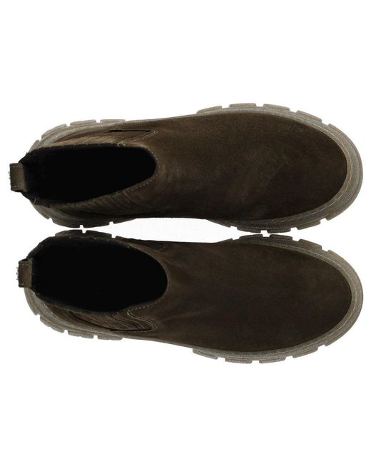 Weekend by Maxmara Brown Genepi Military Green Chelsea Boot