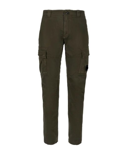 C.P. Company Sateen Stretch Military Green Cargo Trousers for Men | Lyst