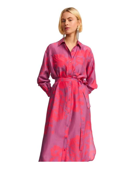 Essentiel Antwerp Pink Foxglove Fuchsia Shirt Dress