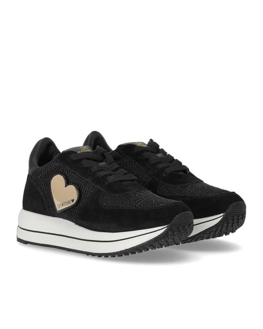 Love Moschino Sneaker With Heart in Black | Lyst