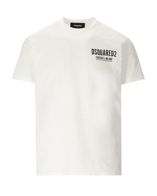 Camiseta mini logo ceresio 9 blanca DSquared² de hombre de color White