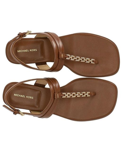 Michael Kors Brown Marcia Luggage Thong Sandal