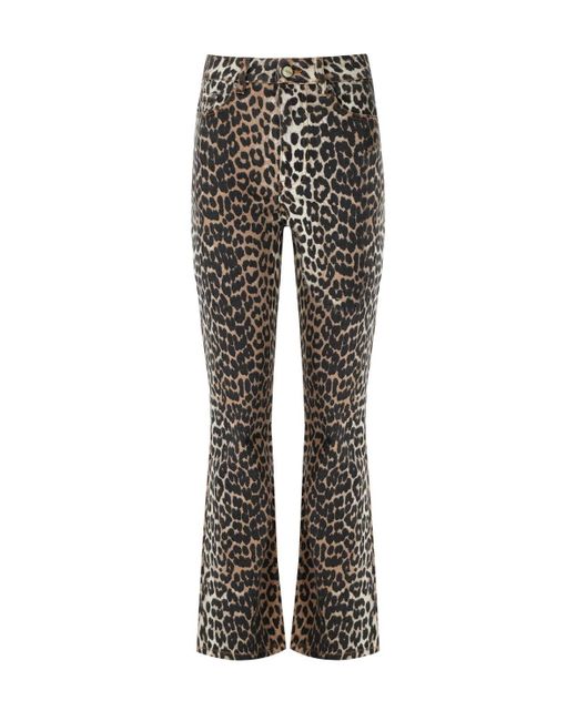 Ganni Leopard Betzy Jeans in het Gray
