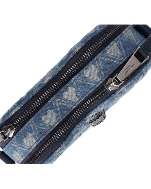 Kurt Geiger Blue Kensington Heart Denim Crossbody Bag