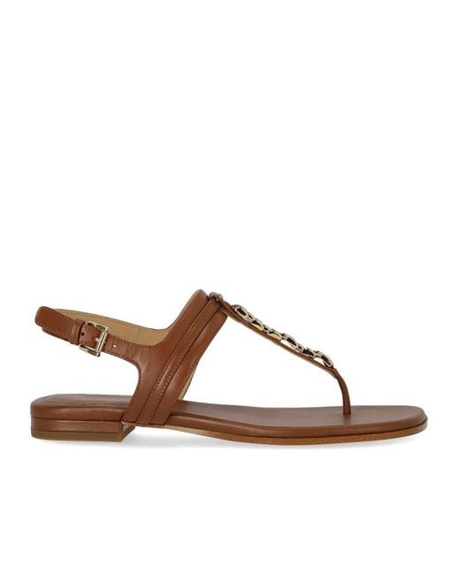 Michael Kors Brown Marcia Luggage Thong Sandal