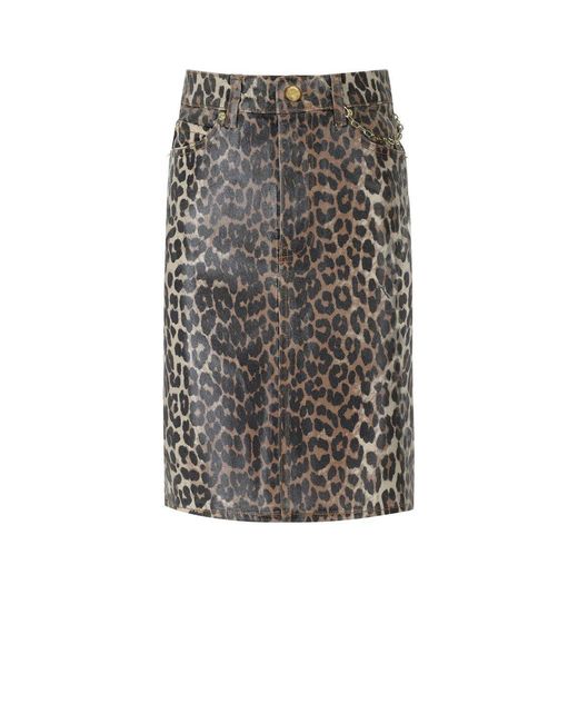Ganni Gray Denim Animalier Skirt