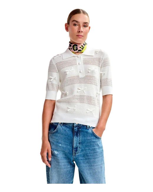 Essentiel Antwerp White Jarts Knitted Poloshirt
