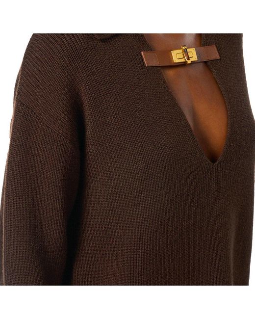 Elisabetta Franchi Brown Coffee Polo Sweater