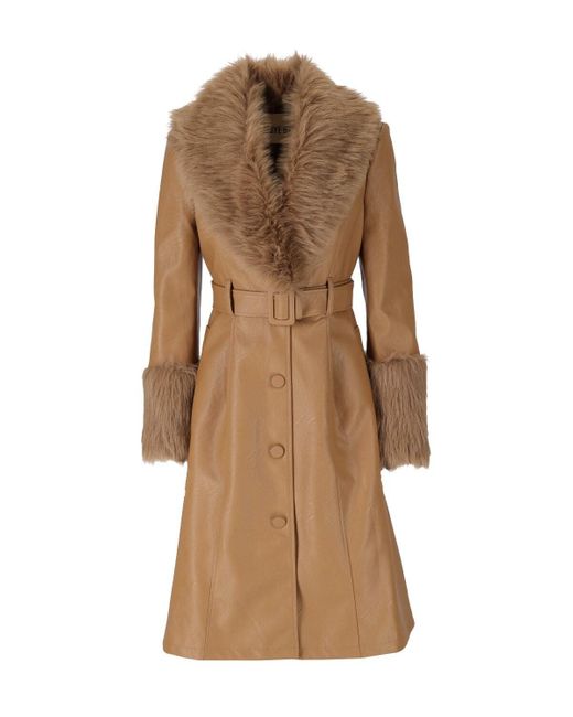 Aniye By Penelope Camel Coat With Belt in Brown | Lyst