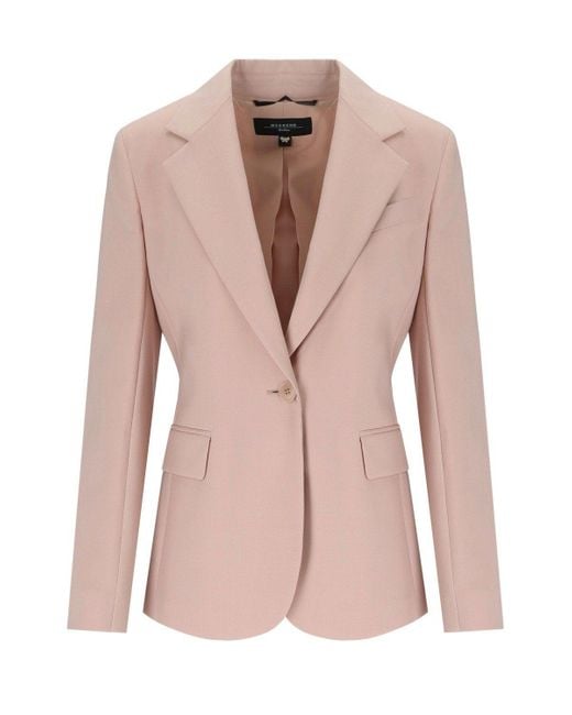 Weekend by Maxmara Pink Lamine Single-Breasted Blazer