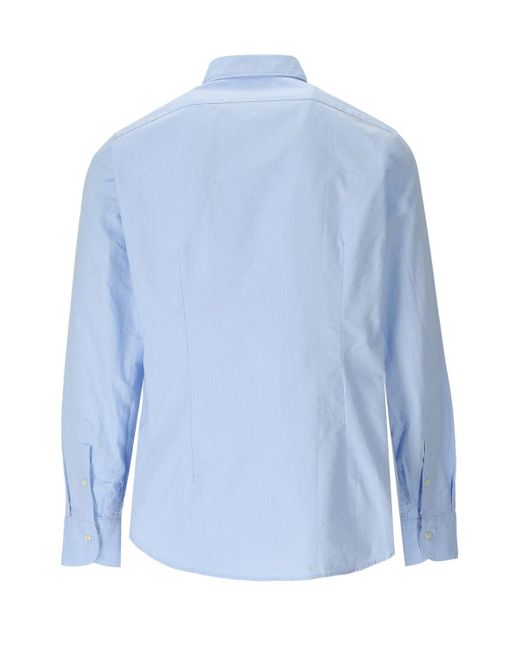 GMF 965 Blue Cotton Pique Shirt for men