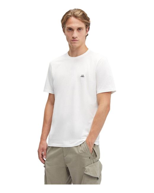 C P Company White Jersey 30/1 Gauze T-Shirt for men