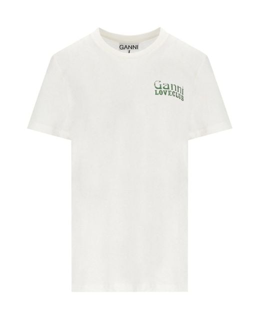 Ganni White Relaxed Loveclub Off- T-Shirt
