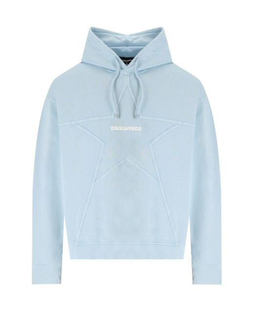 DSquared² Blue Relaxed Fit Light Hoodie for men