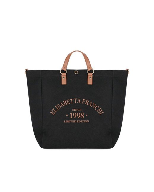 Elisabetta Franchi Black Tote Bag With Logo