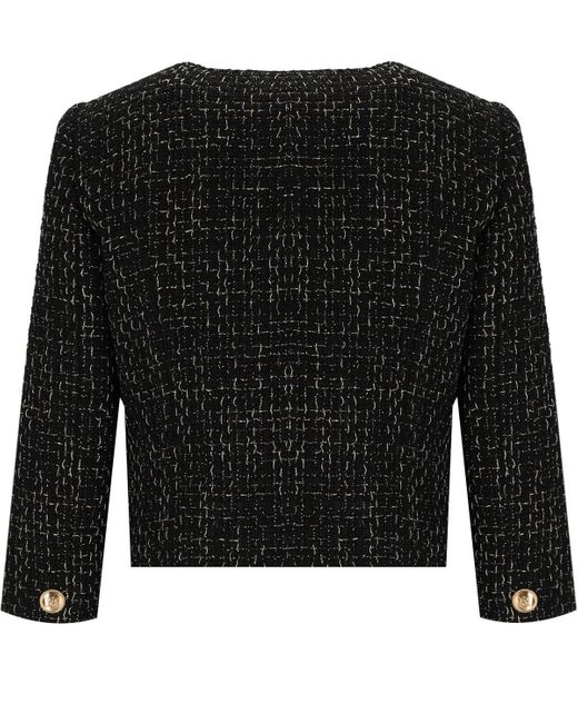 Elisabetta Franchi Black Tweed Short Jacket