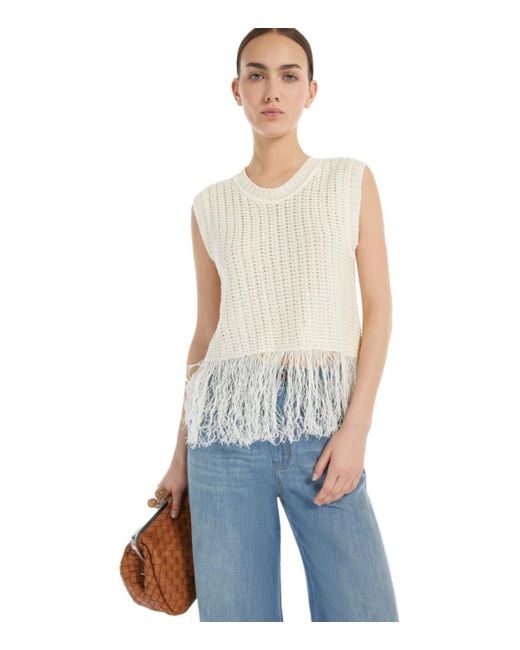 Top navetta con flecos Weekend by Maxmara de color White