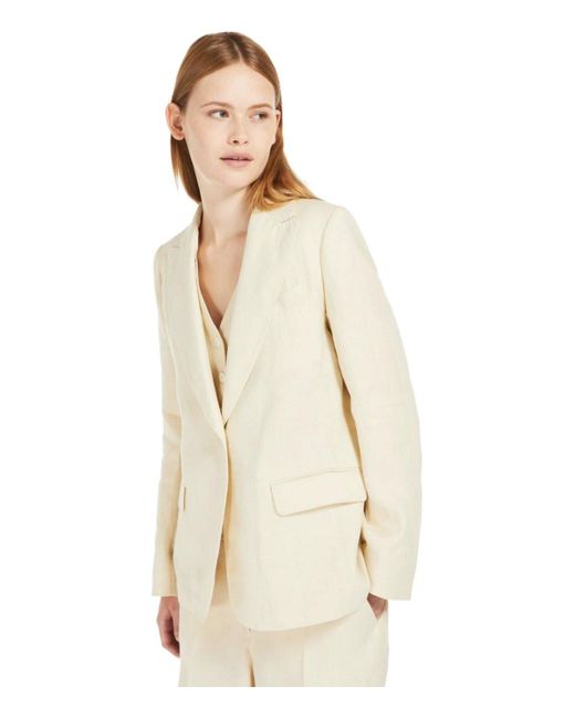 Weekend by Maxmara Nalut Zand Single-breasted Blazer in het Natural