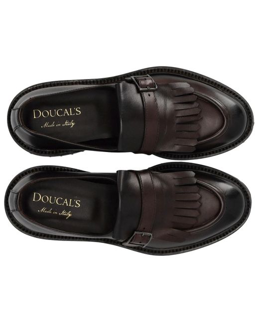 Doucal's Black Deco' Dark Loafer With Fringe