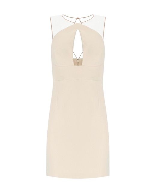 Elisabetta Franchi Natural Butter Dress With Tulle