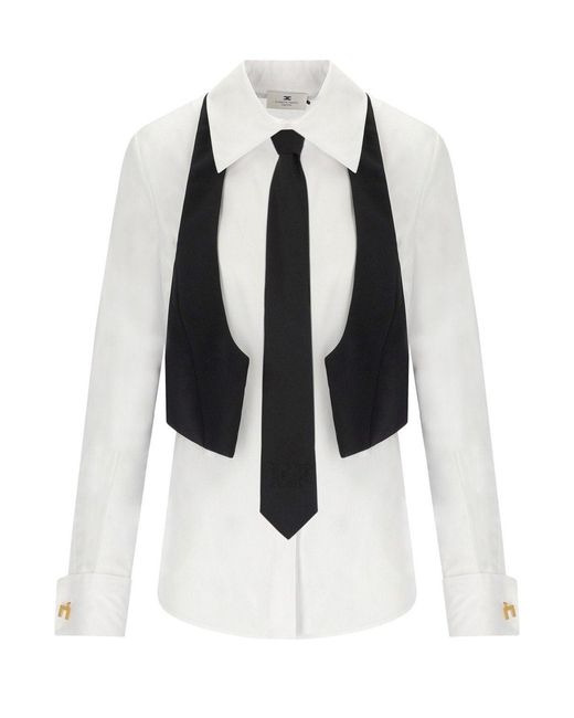 Elisabetta Franchi Black Shirt With Vest And Tie