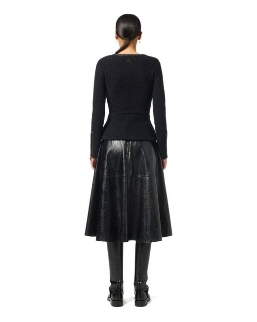 Elisabetta Franchi Gray Leather-Effect Skirt