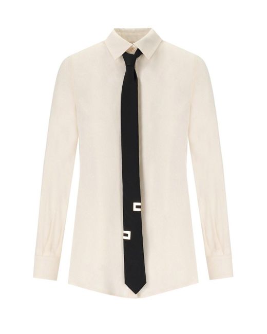 Chemise beurre avec cravate Elisabetta Franchi en coloris White