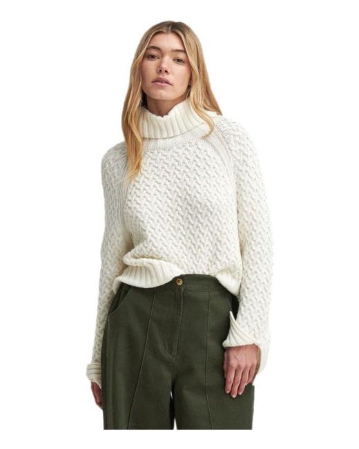 Barbour White Malton Ecru Turleneck Sweater