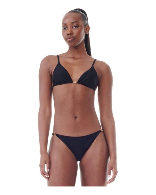 Ganni Black Lurex Bikini Top