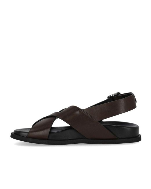 Guglielmo Rotta Black Twill Chocolate Flat Sandal
